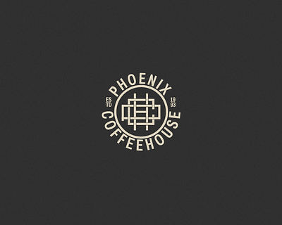 Phoenix Coffeehouse Monogram branding design flat icon logo monogram neutral texture typography vector