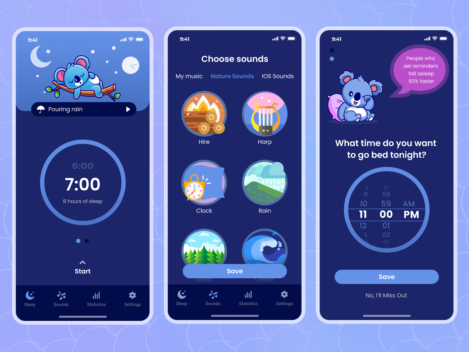 Sleep Tracker App Alarm App by Anna (asol_design) on Dribbble