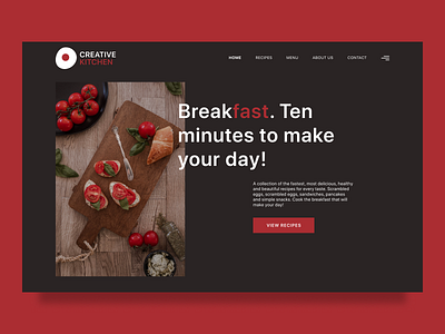 Creative Kitchen concept dark theme design figma food hero section kitchen meal minimalistic modern restaurant site stylish ui ux visual visual design web design