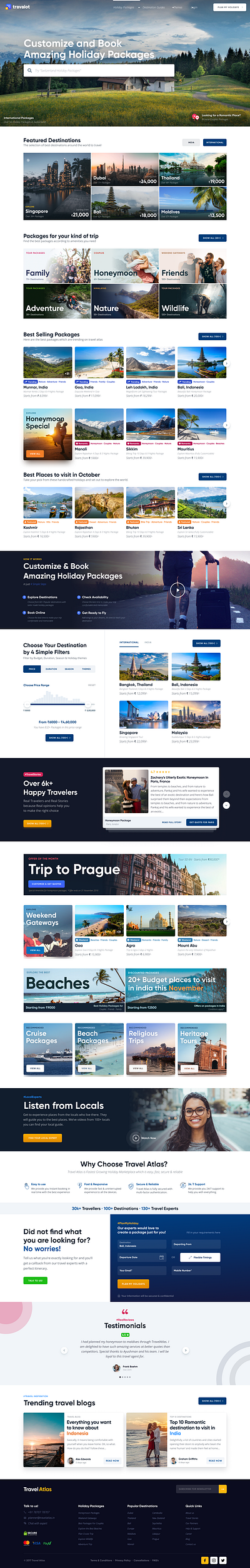 The captivating travel website design by illuminz: Travalot. beautiful travel websites beautiful website booking ui travel agency design travel design travel ui travel website ui ux