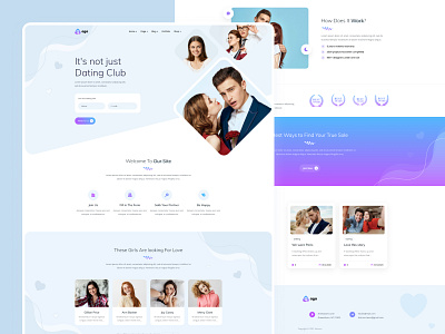 Aga - Dating Club 2021 blue branding businees site design illustration logo modern design site style theme top ui ux vector web design