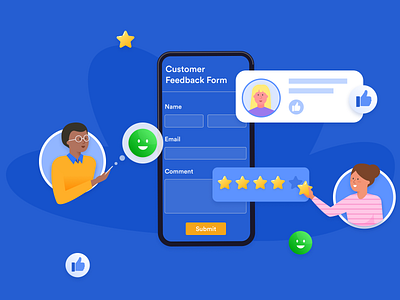 Customer Feedback banner design blog post customer customer feedback figma flat illustration illustration jotform online survey