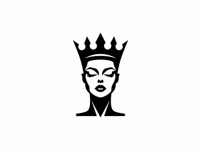 Queen Logo beauty branding crown design emblem fashion icon identity illustration logo mark portrait queen royal stylish symbol vector woman