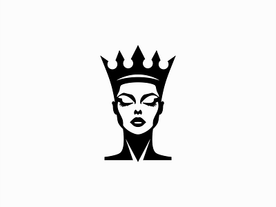 Queen Logo beauty branding crown design emblem fashion icon identity illustration logo mark portrait queen royal stylish symbol vector woman