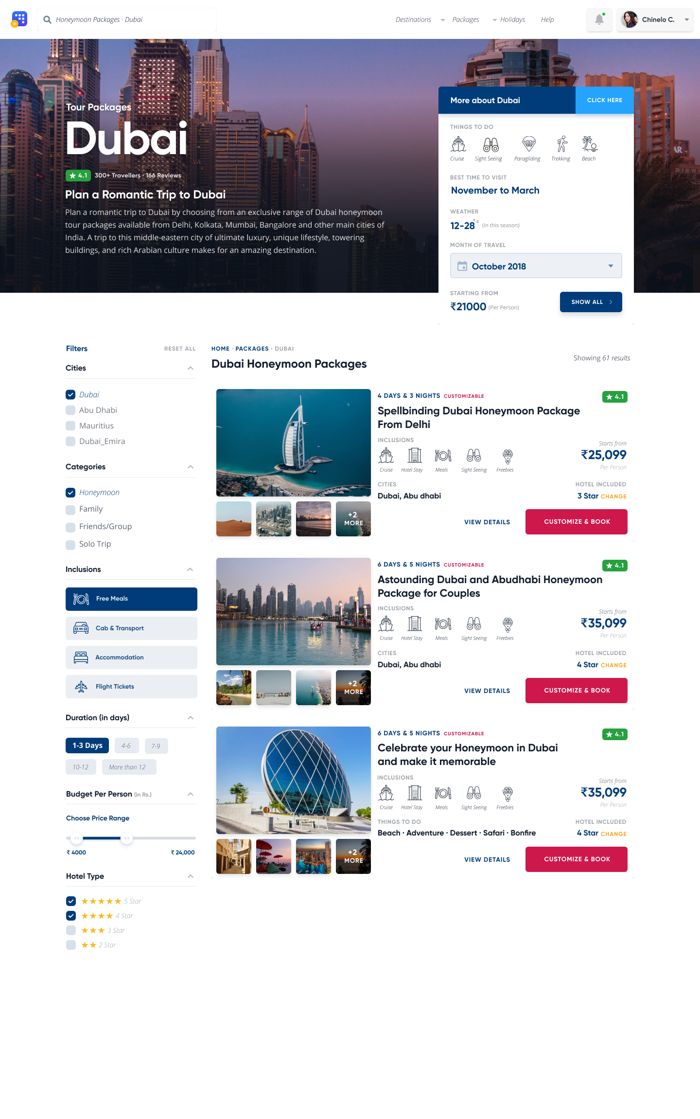 Example of Travel Website Design
