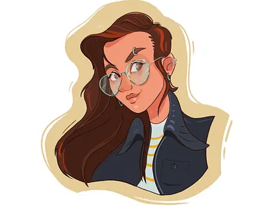 My Self-portrait dark blue girl girlface illustrator procreate self portrait sticker yellow