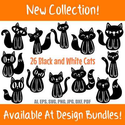 The Black Cat Halloween Download Collection design bundle illustrator logo