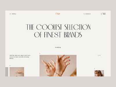 Flair Website Interaction animation branding ecommerce ecommerce web interaction jewellery landing motion product product details shopping sidemenu sroll ui web website