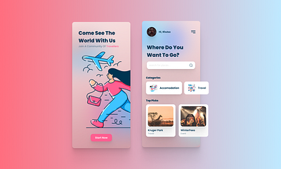 A Travelling App Concept Art app design minimal ui ux