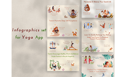 Infographics set for Yoga App app branding design graphic design icon illustration logo motion graphics ui ux vector
