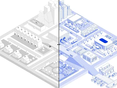 Isometric Illustration Process city design icon illustration isometric line vector