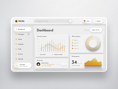 Gilda - Teams Management Web UI Kit clean dark dashboard ui design flat graph minimal ui ui kit ux web web ui