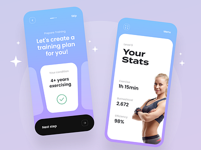Sports App - Mobile Design Concept 2021 2021 design 2021 trend alphadesign app design clean design design trends designs exercise illustration julius branding logo modern modern design sport training trends trendy ui