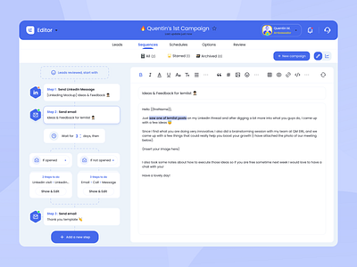 UI Web | Lemlist 💌 automate blue builder business dashboard desktop editor email lemlist mailling marketing minimal saas sales ui ux web web application webdesign website