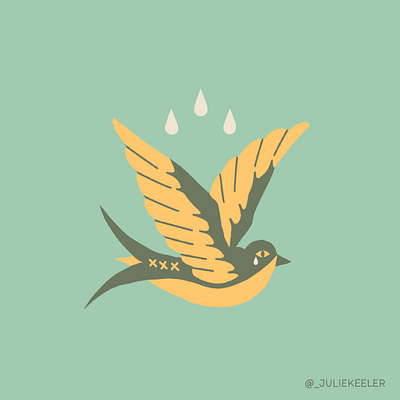 This Too Shall Pass americana bird cry flat flat illustration fly illustration mexicana sparrow tattoo idea tears