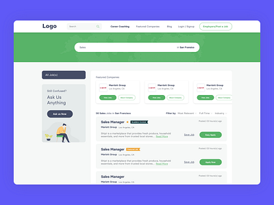 Job Search Platform - Job Result branding clean design find job illustration interface job platform joblisting jobs jobsearch jobsite ui uidesign userexperience userinterface ux uxdesign web webapp website