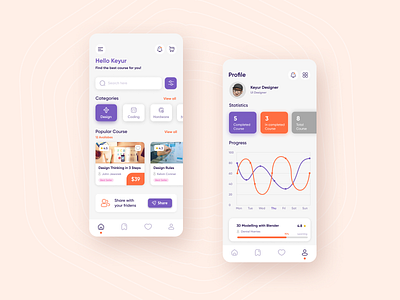 E-Learning App Concept. app branding colours concept creative agency design dribbble elearning figma flat icons logo minimal mobile mobile app modern onlineeducation ui userinterface ux