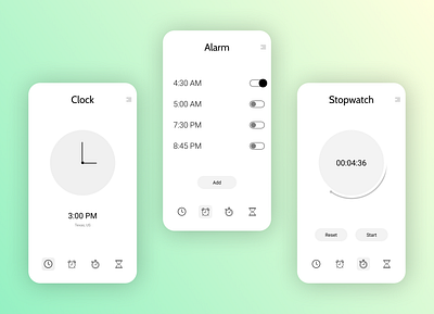 Alarm application alarm app clock design designer stopwatch time timer ui uiux