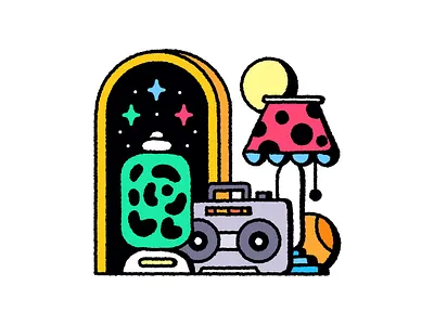 Objects illustration lamp line space gate