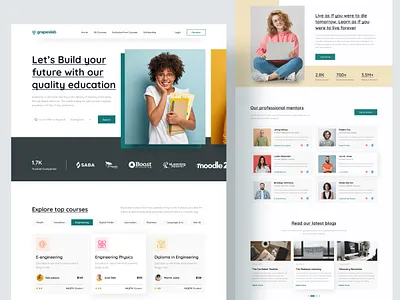 E-Learning Landing Page || Grapeslab anik deb best designer designer education educational website educational website designer elearnig website elearning grapeslab landing page online course online education online learning popular design top designer uiux university web web design website