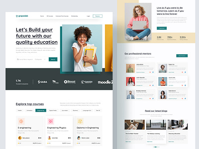 E-Learning Landing Page || Grapeslab anik deb best designer designer education educational website educational website designer elearnig website elearning grapeslab landing page online course online education online learning popular design top designer uiux university web web design website
