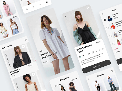 Clothing Store Mobile App app app design application clothing design ecommerce fashion figma minimal mobile online shop shopping shopping app store trendy ui ux virtual shopping women