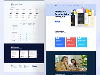 Resume Fixing Web landing Page design job web ui modern resume fixing web design resume job app resume ui resume web ui ux web web ui website