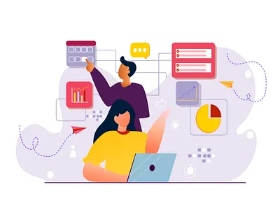 Multi-tasking branding design girl illustration illustration management minimal multitask office schedule time ui women work