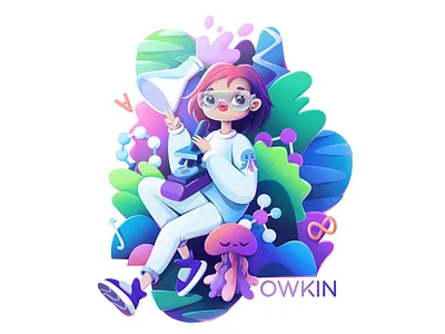 AI Research abstract branding cartoon character concept design illustration logo vector zutto