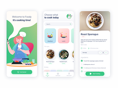 Exploring Recipes App Design/Illustrations app colors illustration mobile recipes ui