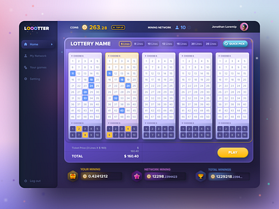 Crypto mining Lottery online - Web App Dashboard 2 3d app casino colors crypto dashboard design fresh gambling graphic design illustration logo lottery mining multicolor multicolors pink red ui design ux