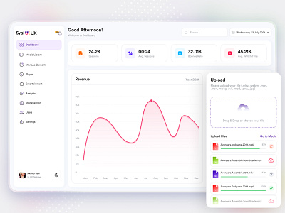 OTT Dashboard admin analytics cms dashboard games media money movies ott progress purplle typography upload uploading web ui