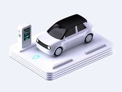 Electric car 3dcinema 4d app design branding design electric car illustration inspiration interaction interface isometric logo modeling render ui ux