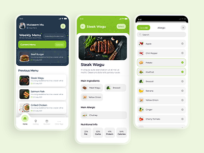 Gourmet Food Mobile App graphic design health app illustration meal mobile store ui userexperience ux uxdesign vector
