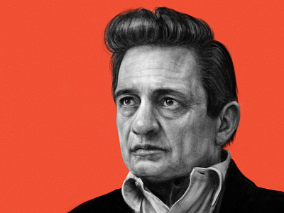 Johnny Cash adobe fresco black cash country music drawing fresco johnny cash orange portrait