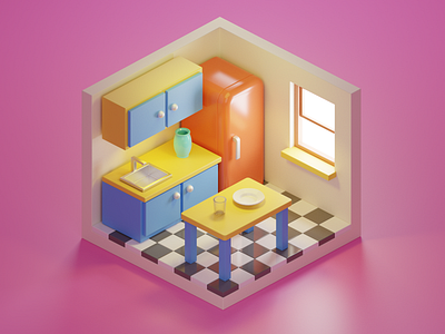 Kitchen 3d 3d icon 3d illustration blender cartoon house illustration kitchen render