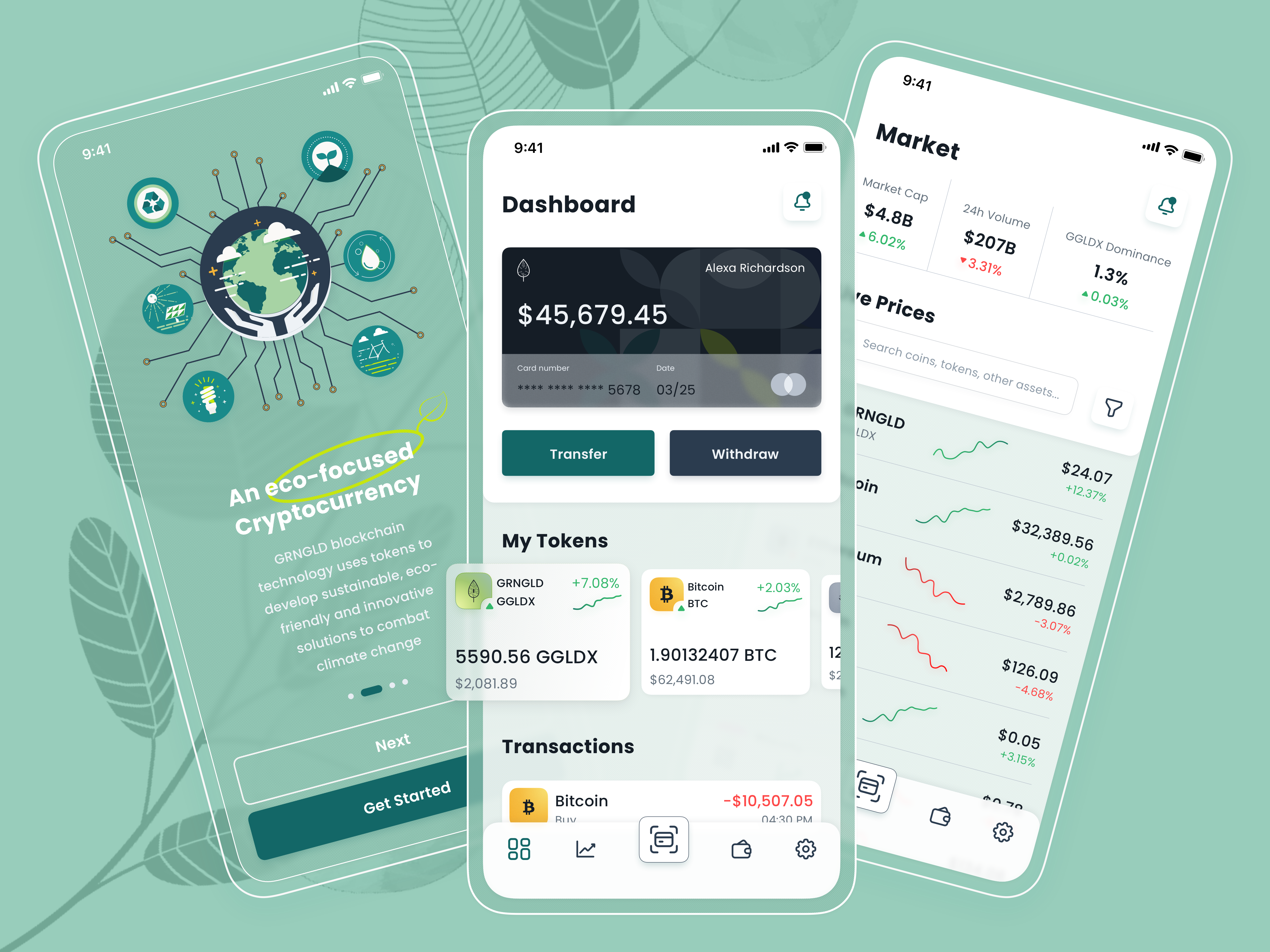 Example of GRNGLD Crypto Wallet App