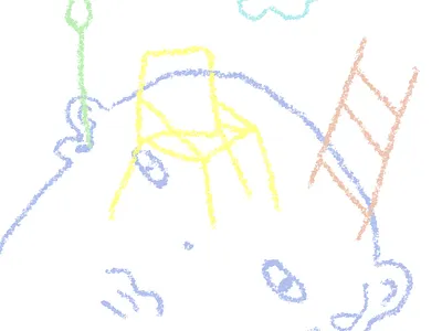 Brain storm art brainstorm chair crayon digital art empty illustration pastel plant texture