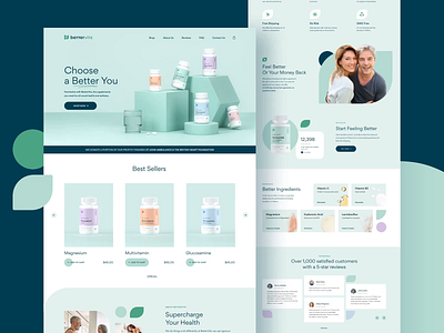 BetterVits - Ecommerce Shopify Landing Page Design animation ecommerce health landing page landing page design landing page ui lifestyle online store principle shop shopify shopify design store supplements ui vitamins web design webdesign webflow wellness