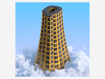 Q 3d abstract architecture art building cloud design digitalart houdini illustration letter redshift3d sky skyscraper