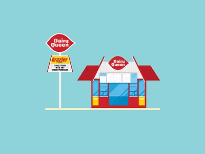 Retro 1980s Dairy Queen 1980s america blizzard brazier building chris rooney dairy dairy queen fast food illustration menu queen restaurant retro roadside sign signage stand vintage