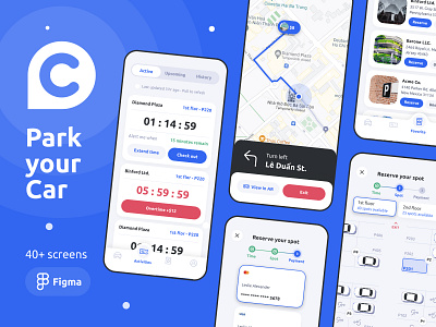 Park your Car Mobile UI Kit app car design interface kit location mobile navigation onboarding park step ui ux wizard