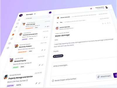 Messages Page - Property Management Dashboard chat contact dashboard dashboard design dashboard property message messages messenger property management ui ux web design website dashboard website design