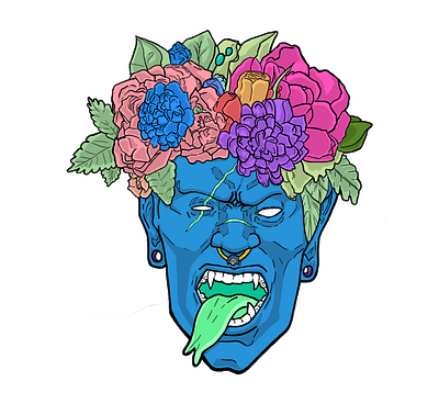 Flower Crown Demon demon design flower art flowers graphic design logo logo art pop art