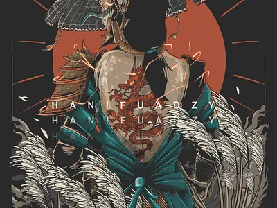 SAMURAI WARRIOR WOMAN JAPANESE amazing art artist artwork cool design illustration japan japanese retro samurai samurai japanese swordman unique vintage warior warrior woman