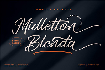 Midletton Blenda - Modern Signature Font 3d animation app branding design graphic design icon illustration logo motion graphics typography ui ux vector