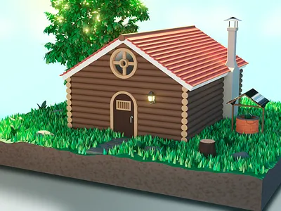 Cabin Low poly 3dmodel blender blender3d cabin color cycles design homer house lowpoly nature photoshop render