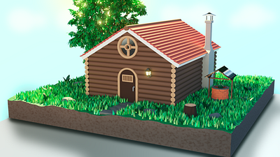 Cabin Low poly 3dmodel blender blender3d cabin color cycles design homer house lowpoly nature photoshop render