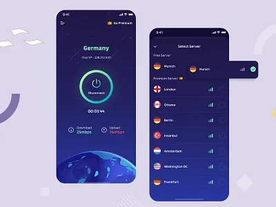 VPN App UI design new design ux vpn vpn app ui vpn ui