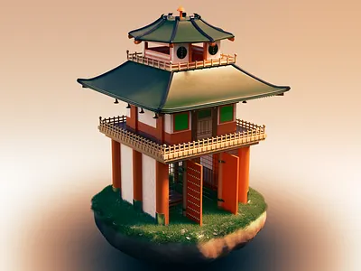 Japanese Entrance 3dmodel architecture blender blender3d build cycles design japon japonese photoshop render rendering temples warm